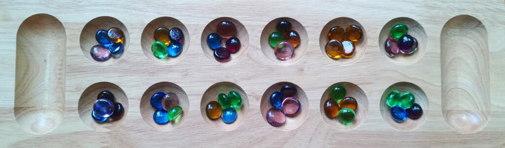 mancala board setup ready to play