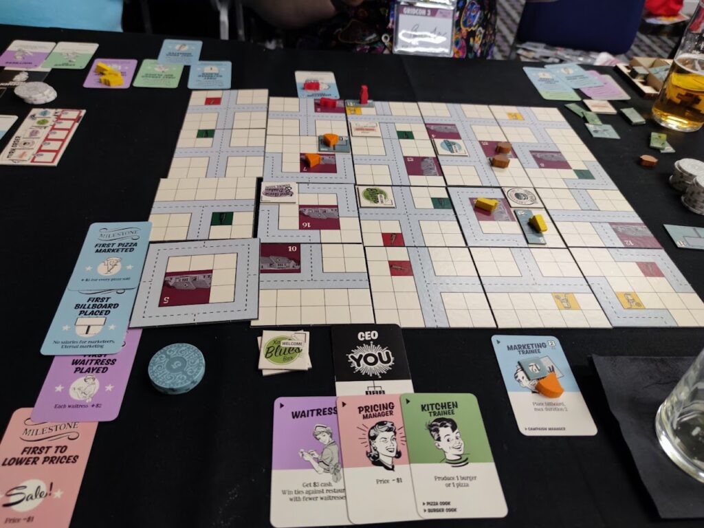 A game of Food Chain Magnate in progress