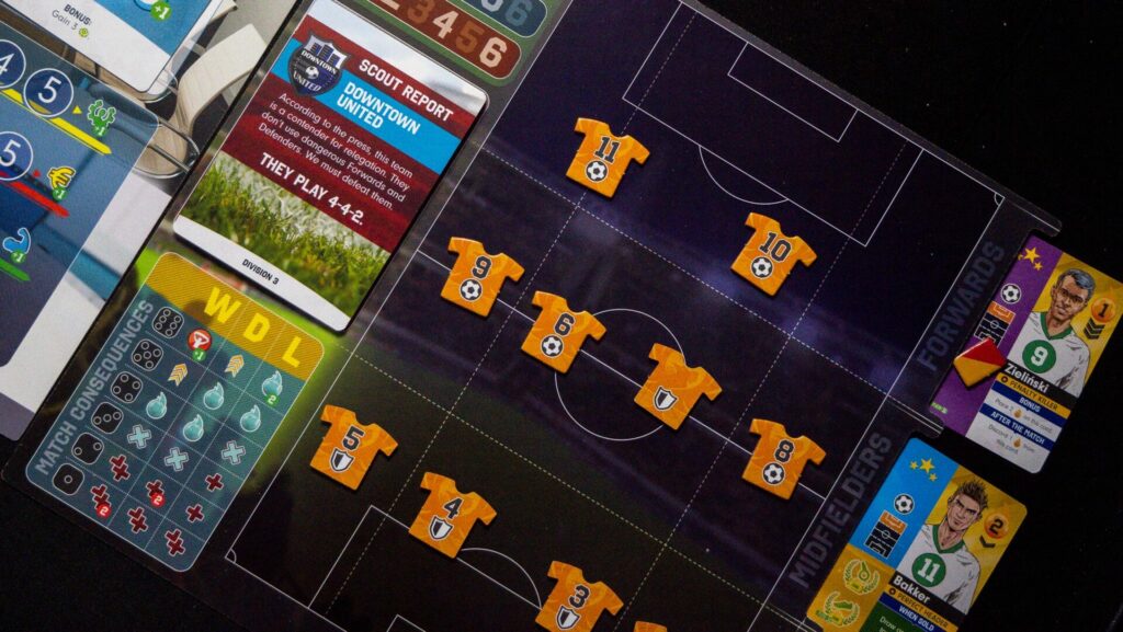 a picture of the matchday part of the Eleven board game