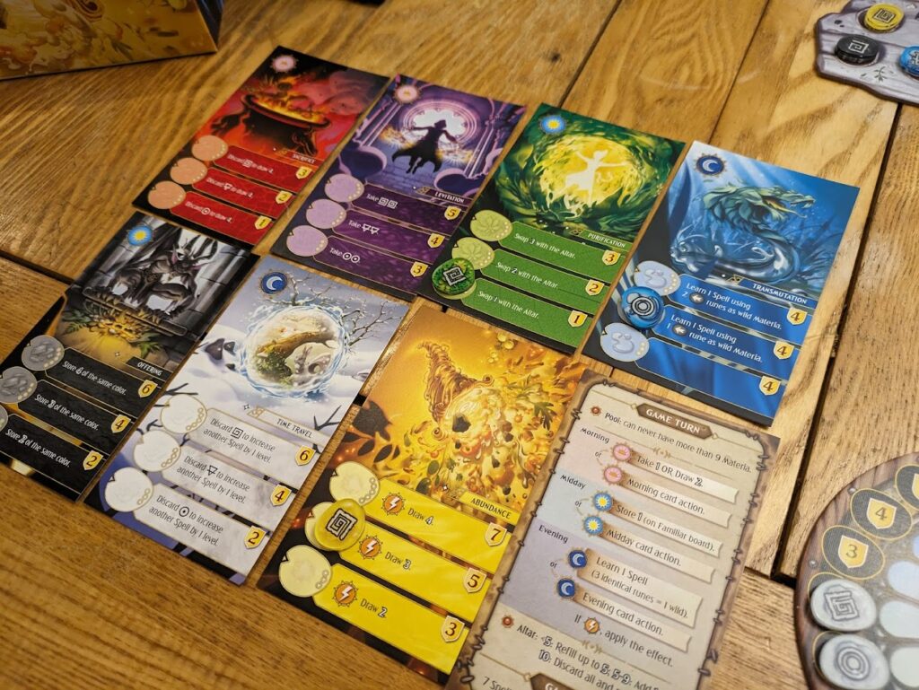 a closeup view of the spell cards